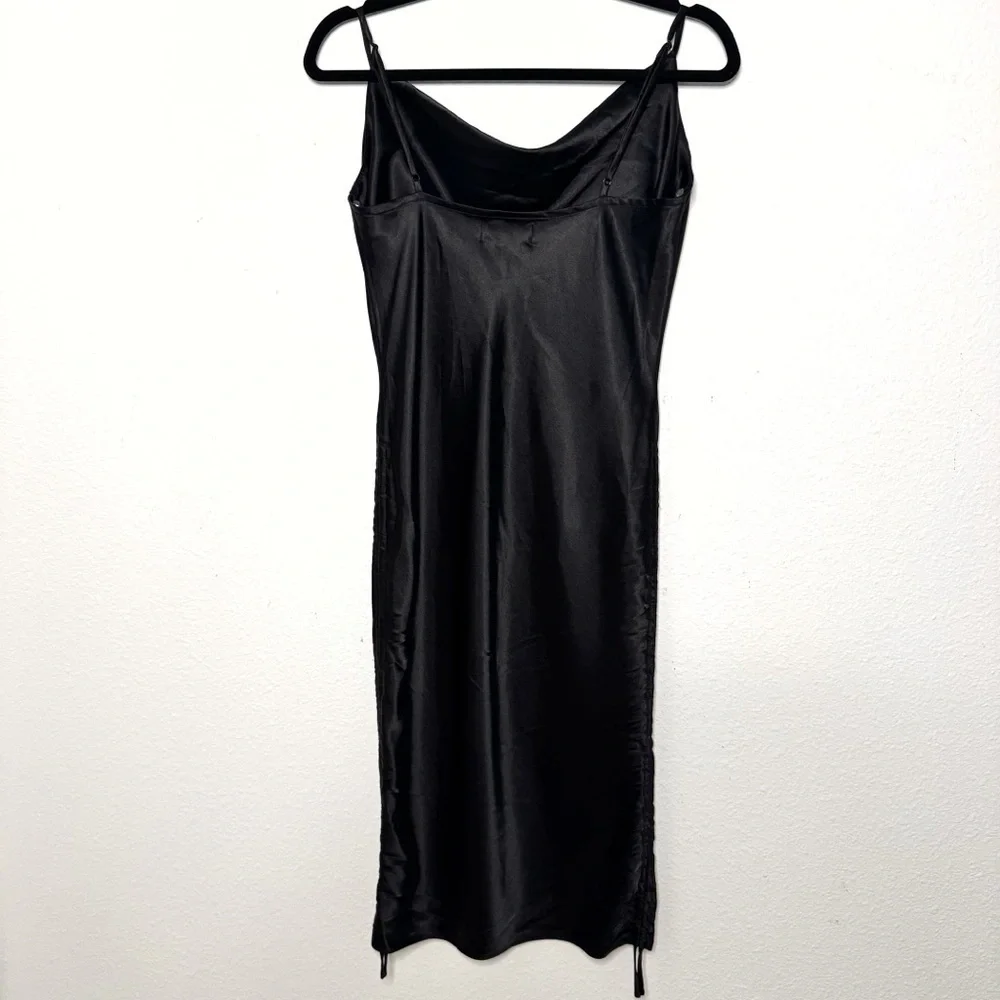 Francesca’s black satin slip mini and midi dress size medium NWT $48